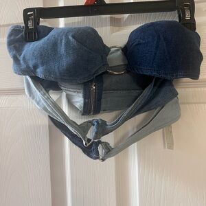 Fashion Nova Denim Blue Crop Top